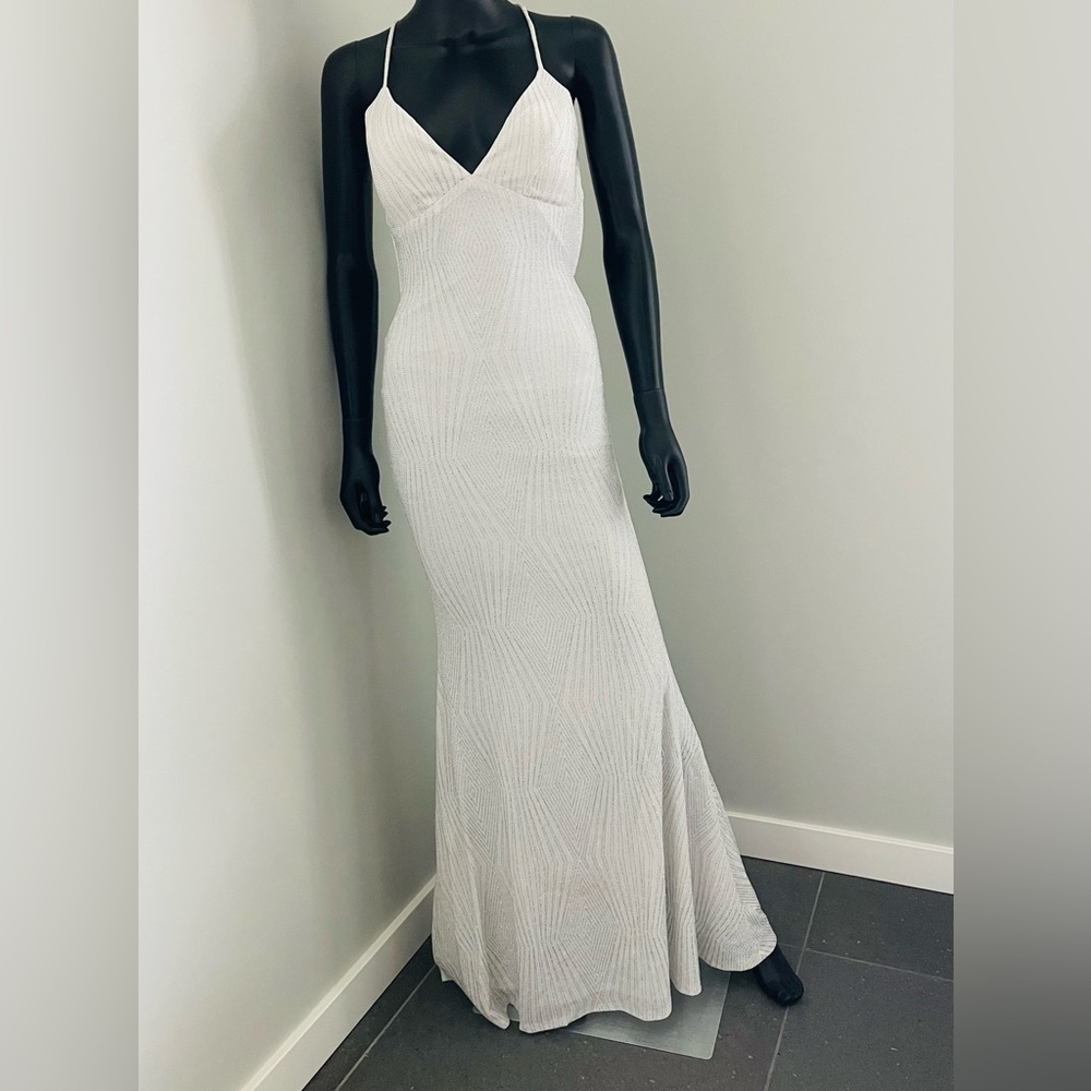 Windsor NWT White glitter Maxi Dress-S prom fairy